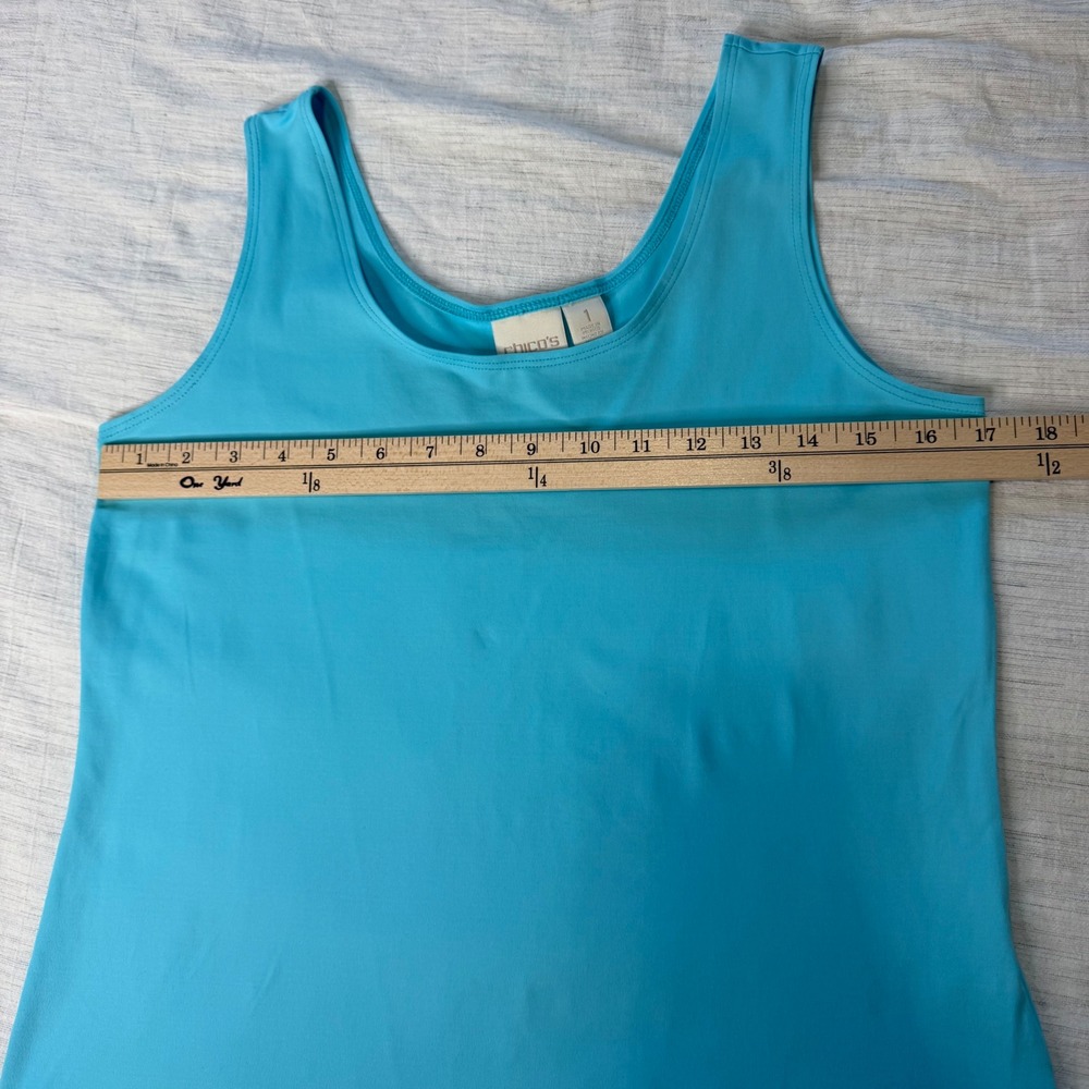 Chico's Women Size 1 (M) Turquoise Blue Tank Top Scoop Neck Stretch 4501759783 - Picture 8 of 10